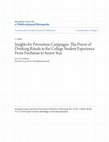 Research paper thumbnail of Insights for Prevention Campaigns: The Power of Drinking Rituals in the College Student Experience From Freshman to Senior Year