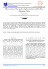 Research paper thumbnail of Observations of Curriculum Implementation and Fee-Free Education Policy