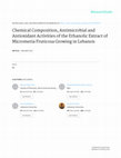 Research paper thumbnail of Chemical Composition, Antimicrobial and Antioxidant Activities of the Ethanolic Extract of Micromeria Fruticosa Growing in Lebanon