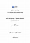 Research paper thumbnail of The Value Relevance of Financial Statements : The Case of Greece By : Ioanna Semertzidou