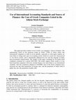 Research paper thumbnail of Use of International Accounting Standards and Source of Finance: The Case of Greek Companies Listed in the Athens Stock Exchange