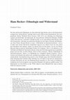 Research paper thumbnail of Hans Becker: Ethnologie und Widerstand