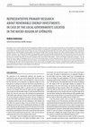 Research paper thumbnail of Representative primary research about renewable energy investments in case of the local governments located in the micro-region of Gyöngyös