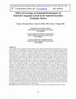 Research paper thumbnail of Effect of Leverage on Financial Performance of Selected Companies Listed in the Nairobi Securities Exchange, Kenya