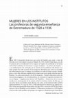 Research paper thumbnail of "Mujeres en los institutos. Las profesoras de segunda enseñanza de Extremadura de 1928 a 1936"  [Alcántara, Cáceres, 2021]