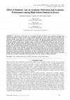 Research paper thumbnail of Effect of Students' Age on Academic Motivation and Academic Performance among High School Students in Kenya