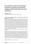 Research paper thumbnail of Los primeros pasos de Charagua Iyambae, la primera autonomía indígena del Estado plurinacional de Bolivia