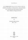 Research paper thumbnail of Le correzioni alla ‘Vita nuova’ di un derivato della Raccolta Aragonese e il Toledano del Boccaccio nel primo Cinquecento, Studi sul Boccaccio 49 (2021): 227-83.