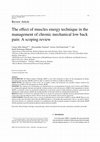 Research paper thumbnail of The effect of muscles energy technique in the management of chronic mechanical low back pain: A scoping review