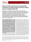 Research paper thumbnail of Enhanced CAR T cell expansion and prolonged persistence in pediatric patients with ALL treated with a low-affinity CD19 CAR