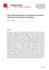 Research paper thumbnail of The continuing diversity of corporate governance: Theories of convergence and variety