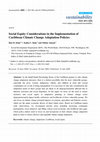 Research paper thumbnail of Article Social Equity Considerations in the Implementation of Caribbean Climate Change Adaptation Policies