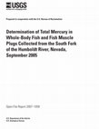 Research paper thumbnail of Determination of total mercury in whole-body fish and fish muscle plugs collected from the South Fork of the Humboldt River, Nevada, September 2005