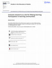 Research paper thumbnail of Inclusive research as a site for lifelong learning: Participation in learning communities