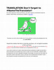 Research paper thumbnail of TRANSLATION Don't Forget to Name the Translator