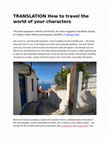 Research paper thumbnail of TRANSLATION How to travel the world of your characters