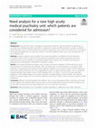 Research paper thumbnail of Need analysis for a new high acuity medical psychiatry unit: which patients are considered for admission?