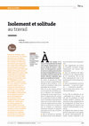 Research paper thumbnail of Isolement et solitude au travail