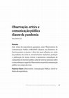 Research paper thumbnail of Observação, crítica e comunicação pública diante da pandemia