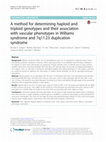 Research paper thumbnail of A method for determining haploid and triploid genotypes and their association with vascular phenotypes in Williams syndrome and 7q11.23 duplication syndrome