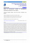 Research paper thumbnail of Effects of environmental variables on Phytoplankton distribution in Kusalla reservoir, Nigeria