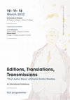 Research paper thumbnail of Editions, Translations, Transmissions: “That Awful Mess” of Carlo Emilio Gadda – International Conference, University of Oxford, St Hugh’s College and Exeter College, 10-12 March 2022