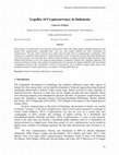 Research paper thumbnail of Legality of Cryptocurrency in Indonesia