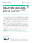 Research paper thumbnail of Student nurses’ career intentions following placements in general practice through the advanced training practices scheme (ATPS): findings from an online survey