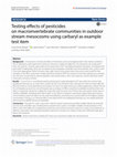 Research paper thumbnail of Testing effects of pesticides on macroinvertebrate communities in outdoor stream mesocosms using carbaryl as example test item