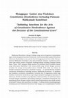 Research paper thumbnail of Menggagas Sanksi atas Tindakan Constitution Disobedience terhadap Putusan Mahkamah Konstitusi