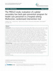 Research paper thumbnail of The PRESLO study: evaluation of a global secondary low back pain prevention program for health care personnel in a hospital setting. Multicenter, randomized intervention trial