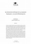 Research paper thumbnail of La Tentation Poétique De La Chanson Française : Le Cas De Dominique a