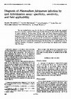 Research paper thumbnail of Diagnosis of Plasmodium falciparum infection by spot hybridization assay: specificity, sensitivity, and field applicability