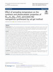 Research paper thumbnail of Effect of annealing temperature on the synthesis and photocatalytic properties of Bi0.65K0.2Ba0.15FeO3 perovskite-like nanoparticle synthesized by sol-gel method