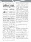 Research paper thumbnail of Comply With Federal Laws Before Checking Institutional Guidelines on Resident Referrals for Psychiatric Evaluations