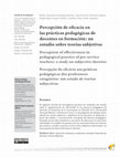 Research paper thumbnail of Percepción de eficacia en las prácticas pedagógicas de docentes en formación
UN ESTUDIO SOBRE TEORÍAS SUBJETIVAS