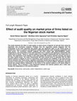 Research paper thumbnail of Effect of audit quality on market price of firms listed on the Nigerian stock market