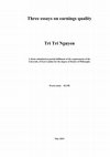 Research paper thumbnail of Three Essays on Earnings Quality