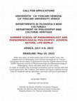 Research paper thumbnail of 2022 Edition of the Venice Summer School in Phenomenology (VENICE, JULY 4-8, 2022)