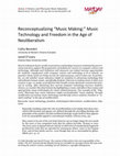 Research paper thumbnail of Reconceptualizing “Music Making:” Music Technology and Freedom in the Age of Neoliberalism