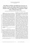 Research paper thumbnail of The Effects Of Pilates And Mckenzie Exercises On Quality Of Life And Lumbar Spine Position Sense In Patients With Low Back Pain: A Comparative Study With A 4-Week Follow-Up