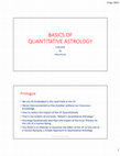 Research paper thumbnail of BASICS OF QUANTITATIVE ASTROLOGY