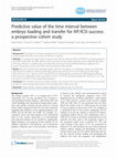 Research paper thumbnail of Predictive value of the time interval between embryo loading and transfer for IVF/ICSI success: a prospective cohort study