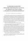 Research paper thumbnail of La Relexicalizacion en El Discurso Politico Actual El Ejemplo De Populismo a Traves De La Prensa Espanola