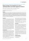 Research paper thumbnail of Plasma exchange in the management of a case of hypertriglyceridaemic pancreatitis triggered by venlafaxine