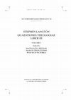 Research paper thumbnail of Stephen Langton, Quaestiones theologiae. Liber III, vol. 2, ed. M. Bieniak - M. Trepczyński - W. Wciórka