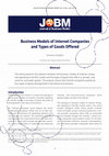 Research paper thumbnail of Business Models of Internet Companies and Types of Goods Offered