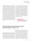 Research paper thumbnail of Zum Beitrag von Hanns Christian Löhr in Kunstchronik Nr. 1, 2012, 7-12