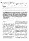 Research paper thumbnail of A descriptive study of weight loss maintenance: 6 and 15 year follow-up of initially overweight adults