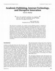 Research paper thumbnail of Academic Publishing, Internet Technology, and Disruptive Innovation